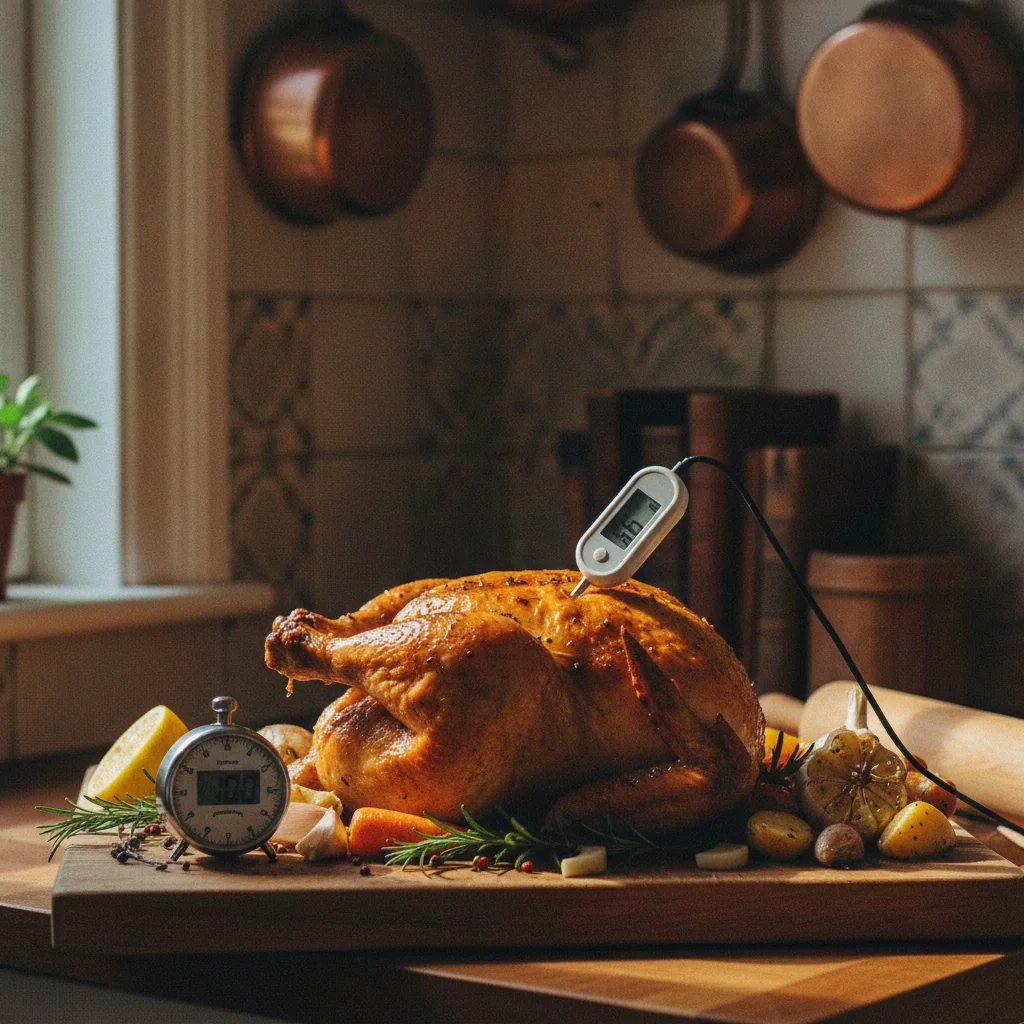 Poulet entier au four avec minuteur et thermomètre