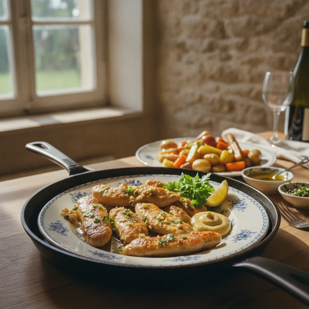 Aiguillettes de poulet sautées à la poêle avec herbes
