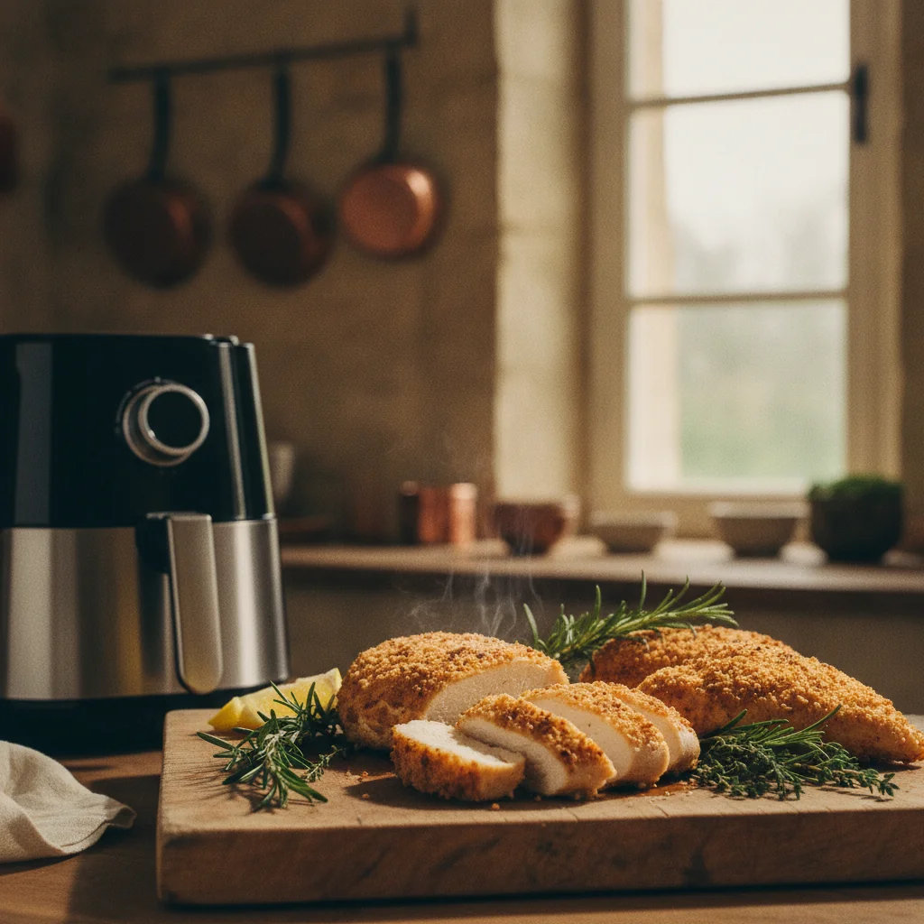 Blanc de poulet juteux et doré cuit à l'air fryer