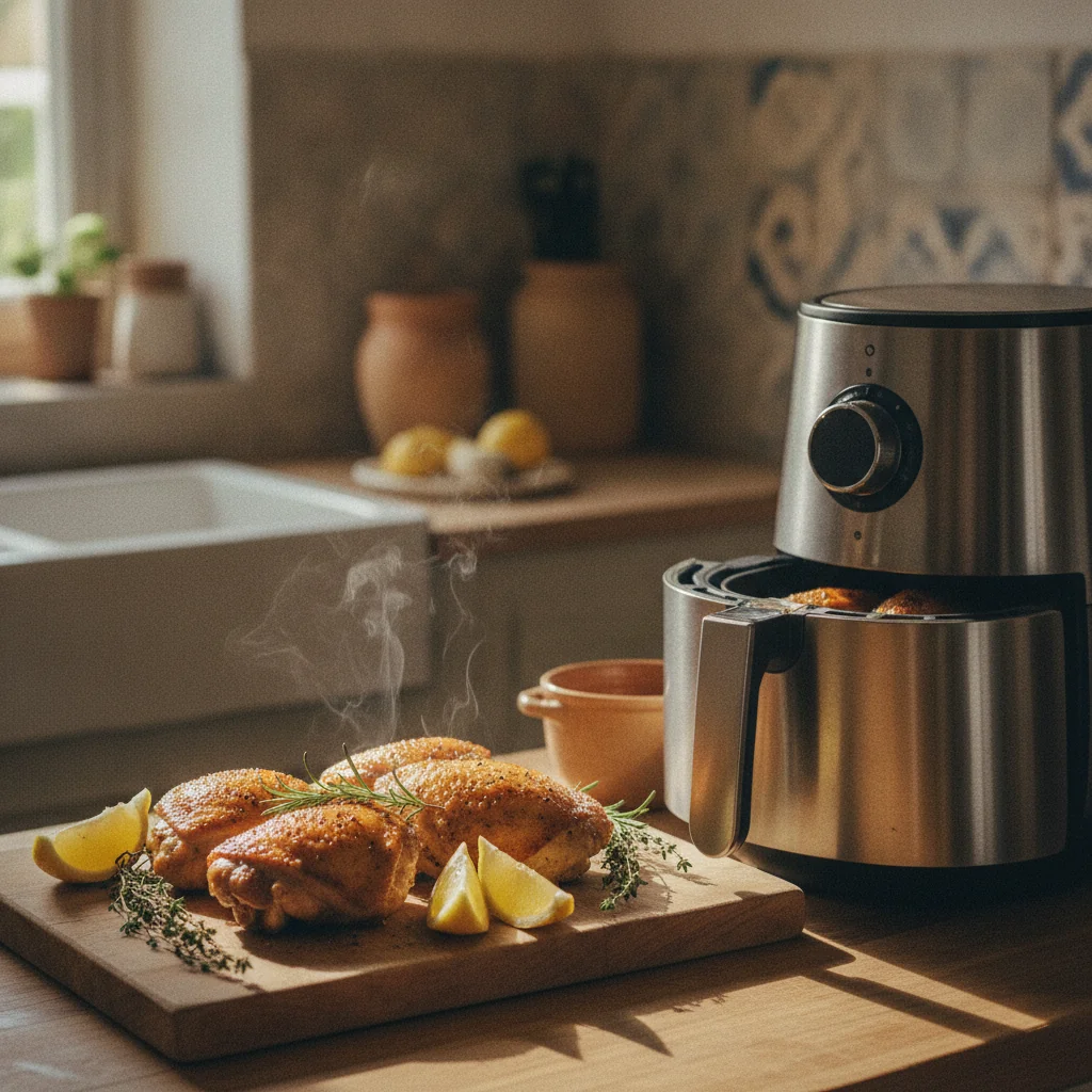 Cuisses de poulet dorées et croustillantes à l'air fryer