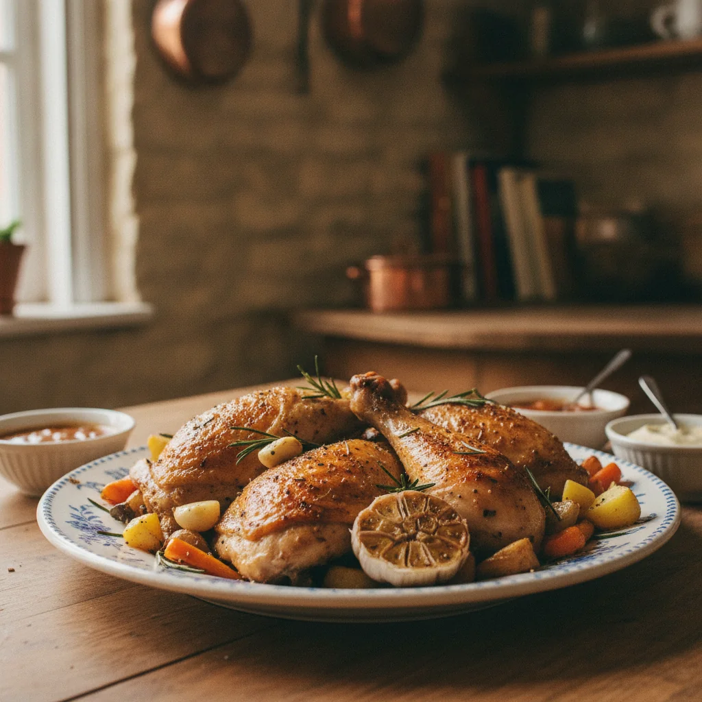 Cuisses de poulet au four croustillantes avec romarin et ail