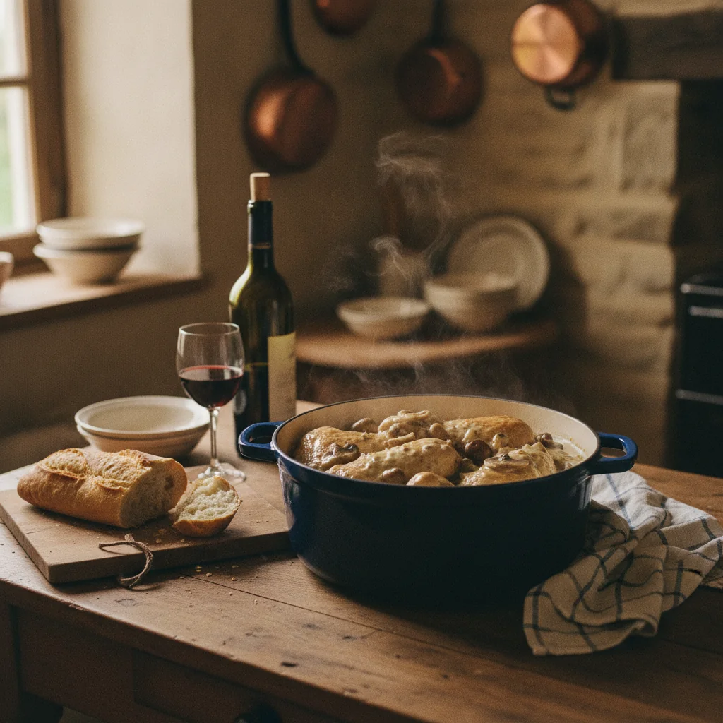 Poulet à la crème et aux champignons au Cookeo